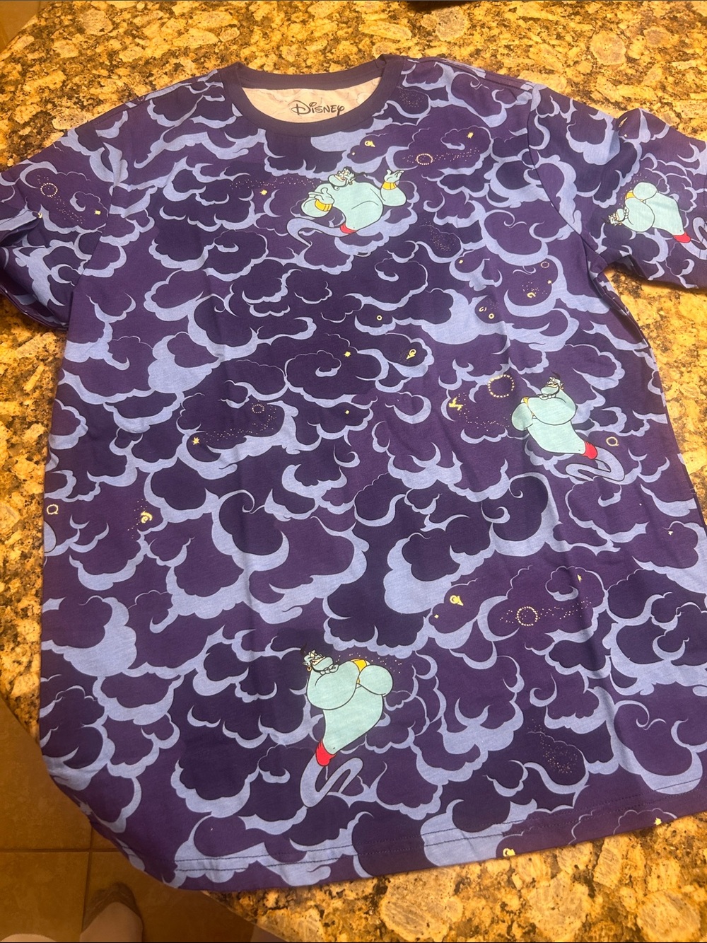 Disney Purple Tee with Light Blue Genie Cloud Print - Kids Short Sleeve